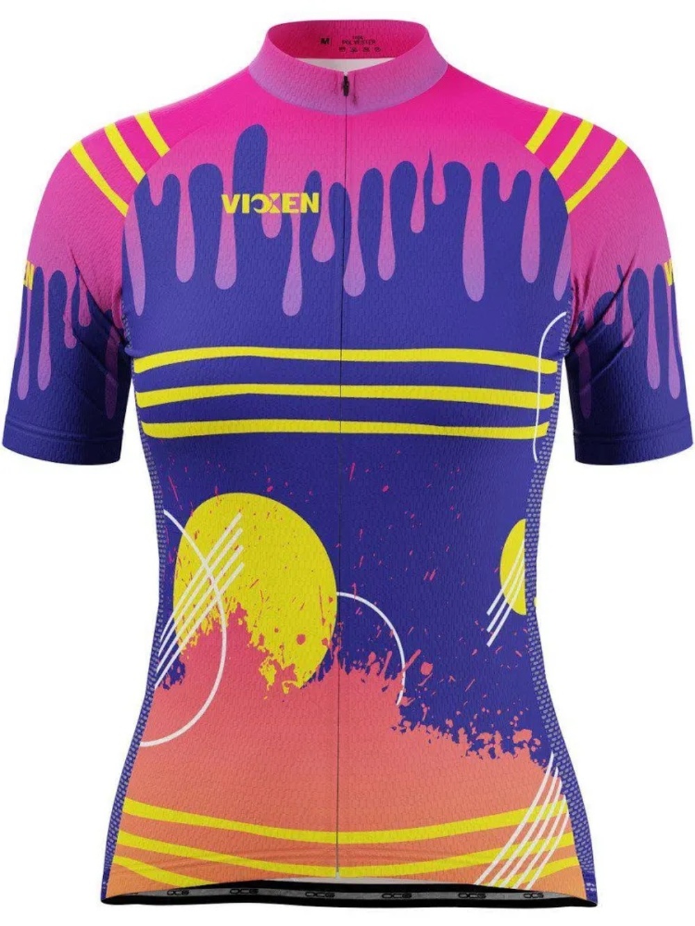NWT OCG Vixen Colorblock Cycling Jersey in Fuchsia, Blue & Yellow XS